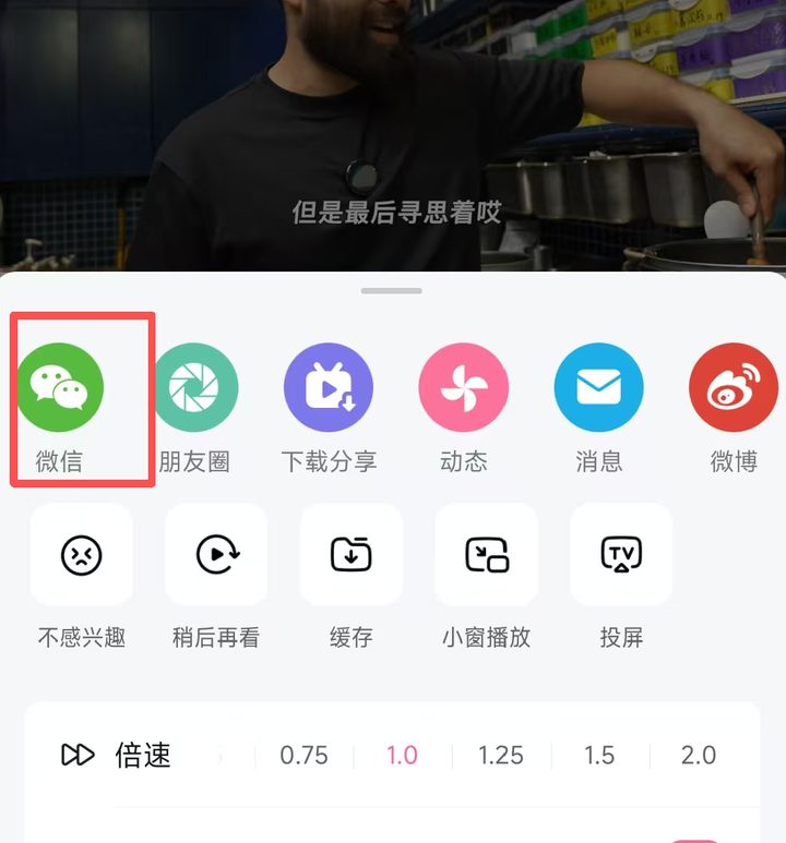 视频页的分享面板